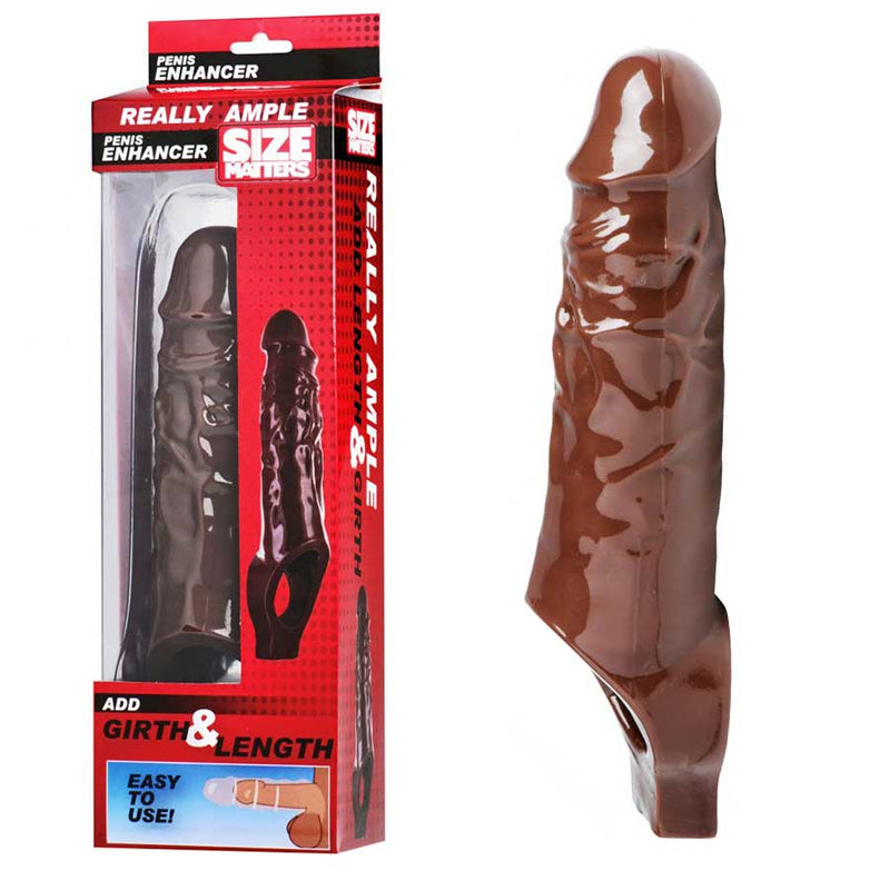 Really Ample Brown Penis Enhancer Sheath by Size Matters Penis Extenders