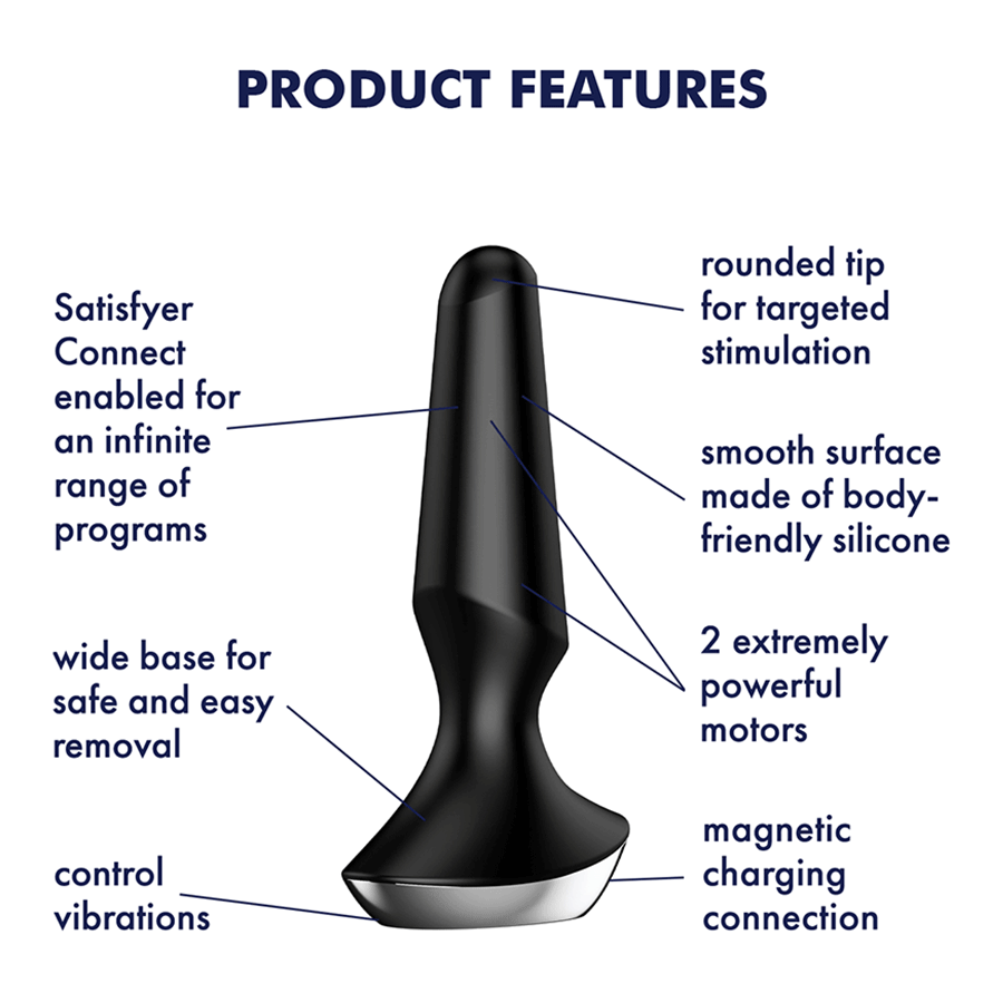 Satisfyer Plug-ilicious 2 Black Silicone Vibrating Butt Plug Anal Sex Toys