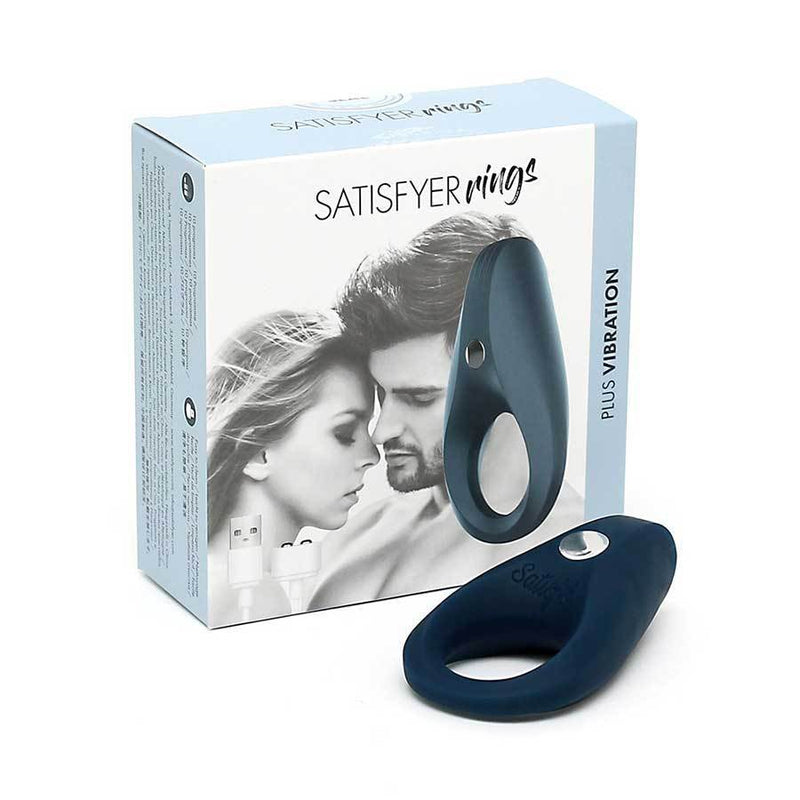 Satisfyer Plus Vibration Blue Silicone Cock Ring Couples Rechargeable Sex Toy Cock Rings