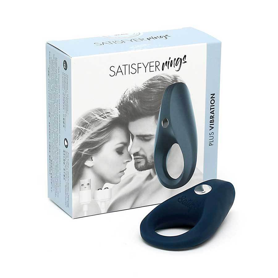 Satisfyer Plus Vibration Blue Silicone Rechargeable Couples Cock Ring