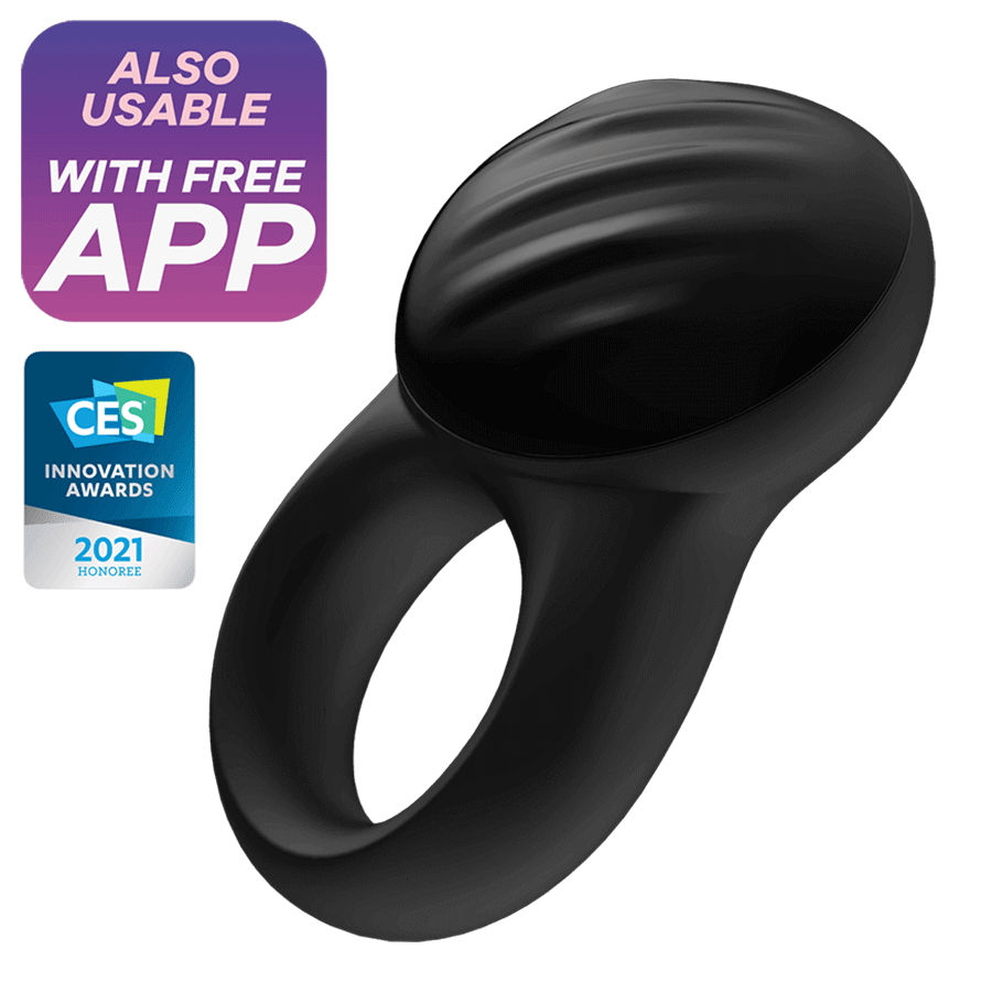 Satisfyer Signet Black Silicone Vibrating Cock Ring with App Control Cock Rings