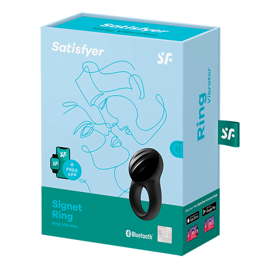 Satisfyer Signet Black Silicone Vibrating Cock Ring with App Control Cock Rings