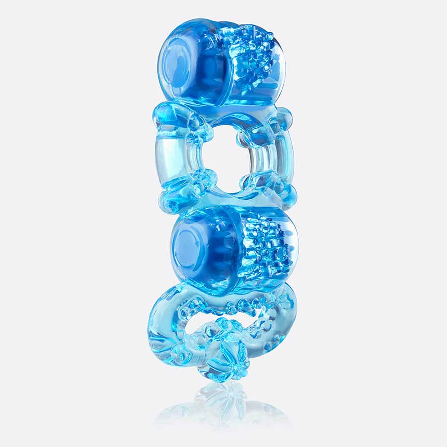 Screaming O Tri-O Dual Vibrating Cock and Ball Ring Cock Rings Blue