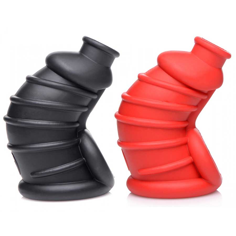 Silicone 4 Inch Soft Body Chastity Cage for Men Black/Red