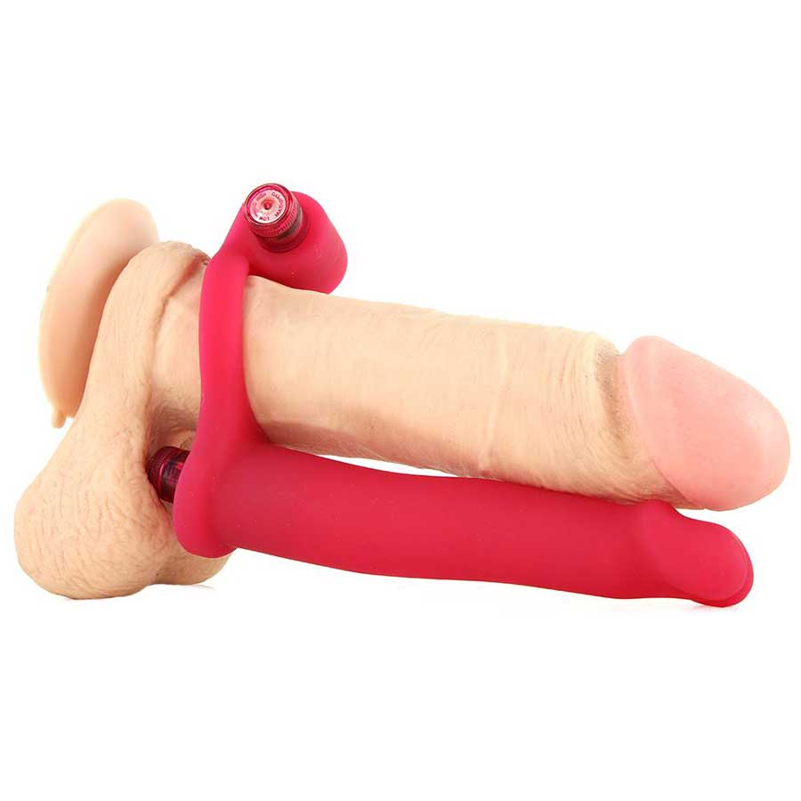Silicone Double Penetrator Studmaker Vibrating Cock Ring Red by Nass Toys Cock Rings