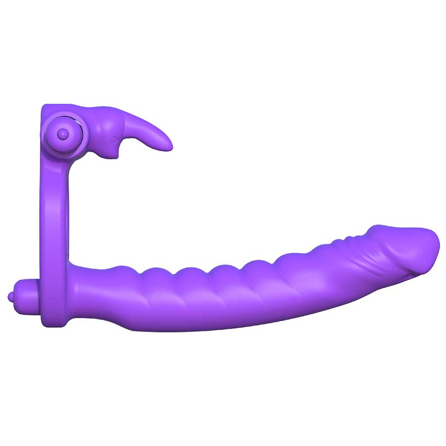 Silicone Double Penetrator Vibrating Rabbit Cock Ring Purple by Pipedream Cock Rings