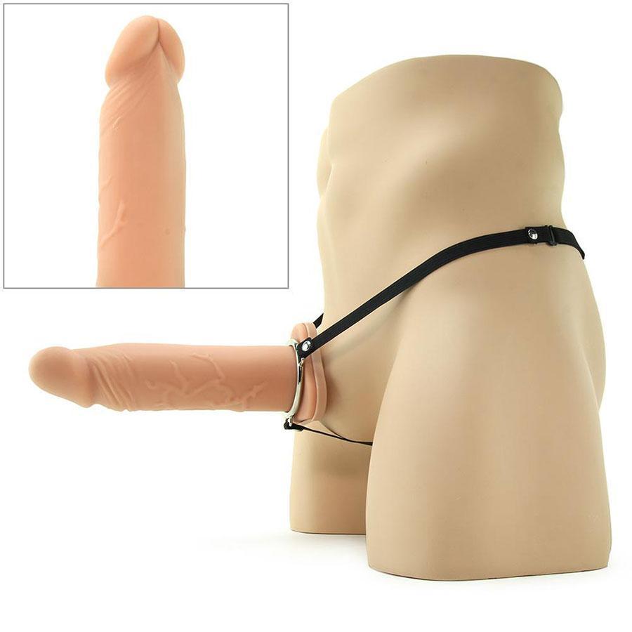 Silicone Penis Extension Sleeve 8 Inch Tan Hollow Strap On X-Tensions Cock Sheaths
