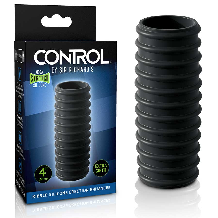 Sir Richard's Control Open Tip Ribbed Silicone Erection Enhancer Cock Sheaths