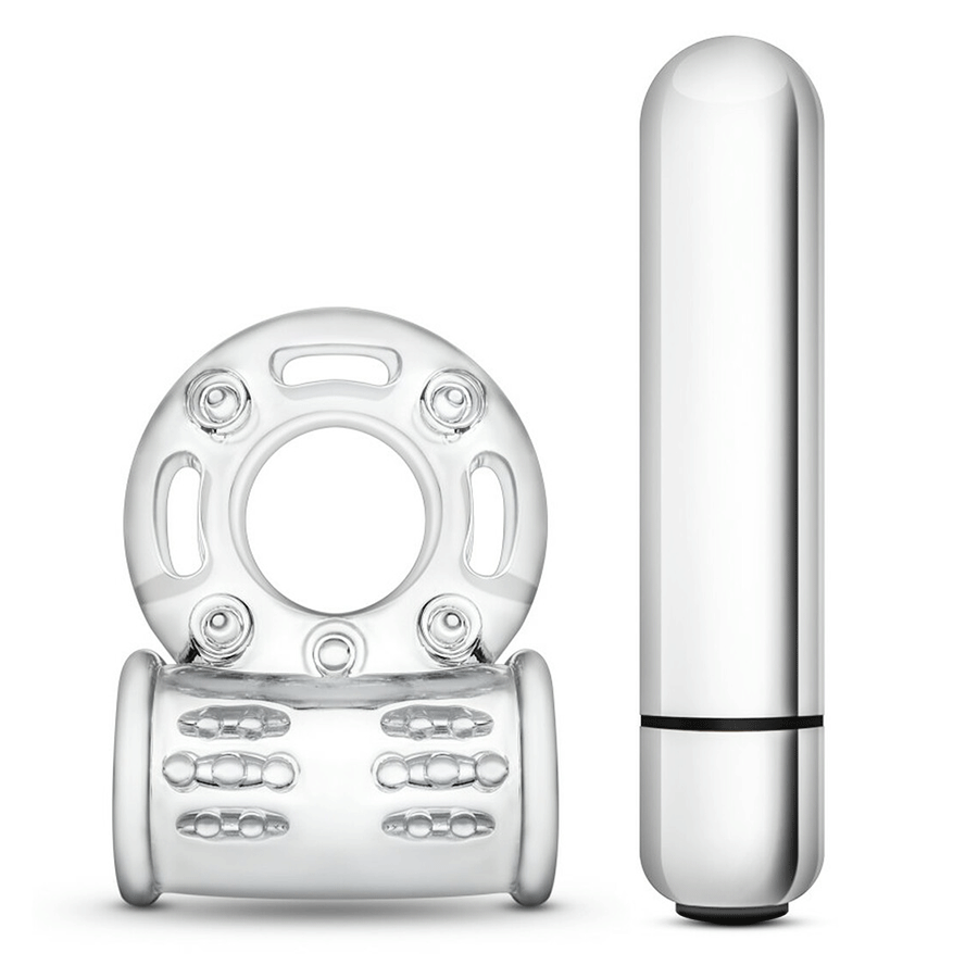Stay Hard 10 Function Clear Vibrating Bull Cock Ring by Blush Novelties Cock Rings