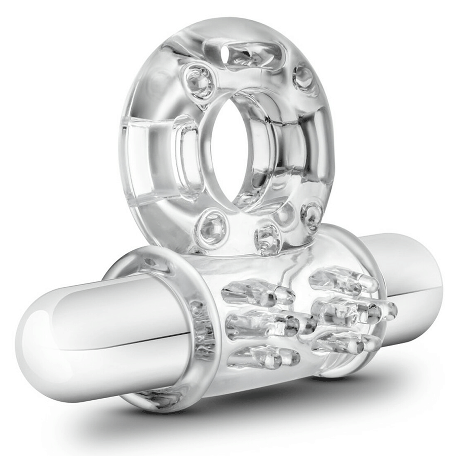 Stay Hard 10 Function Clear Vibrating Bull Cock Ring by Blush Novelties Cock Rings