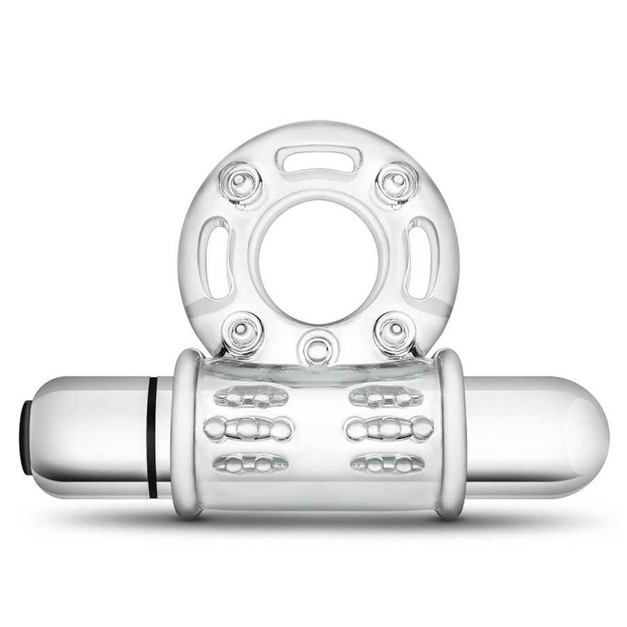 Stay Hard 10 Function Clear Vibrating Bull Cock Ring by Blush Novelties Cock Rings