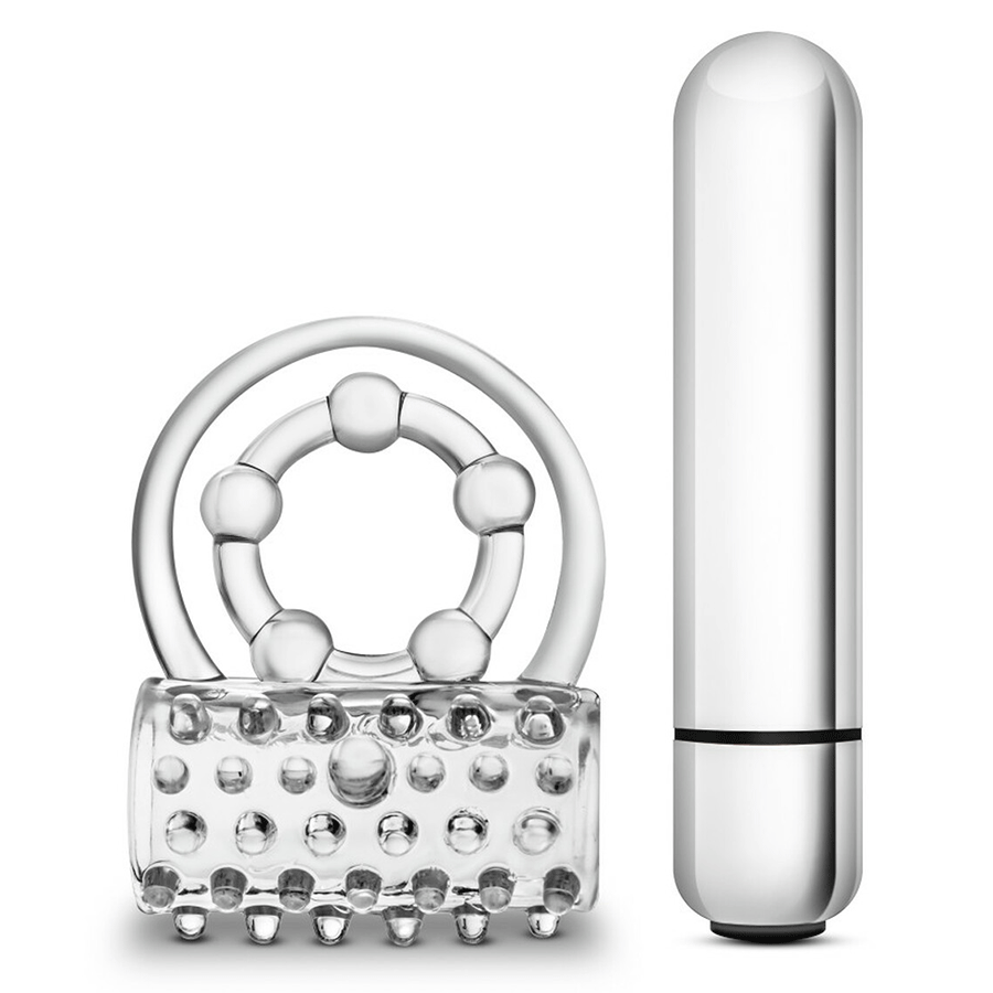Stay Hard Vibrating Super Clitifier Clear Cock Ring With Bullet by Blush Novelties Cock Rings