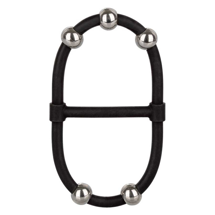Steel Beaded Dual Black Silicone Maximizer Cock Ring by Cal Exotics Cock Rings