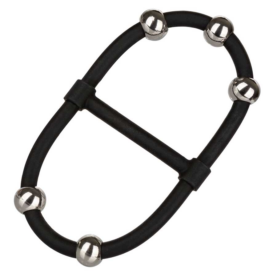 Steel Beaded Dual Black Silicone Maximizer Cock Ring by Cal Exotics Cock Rings