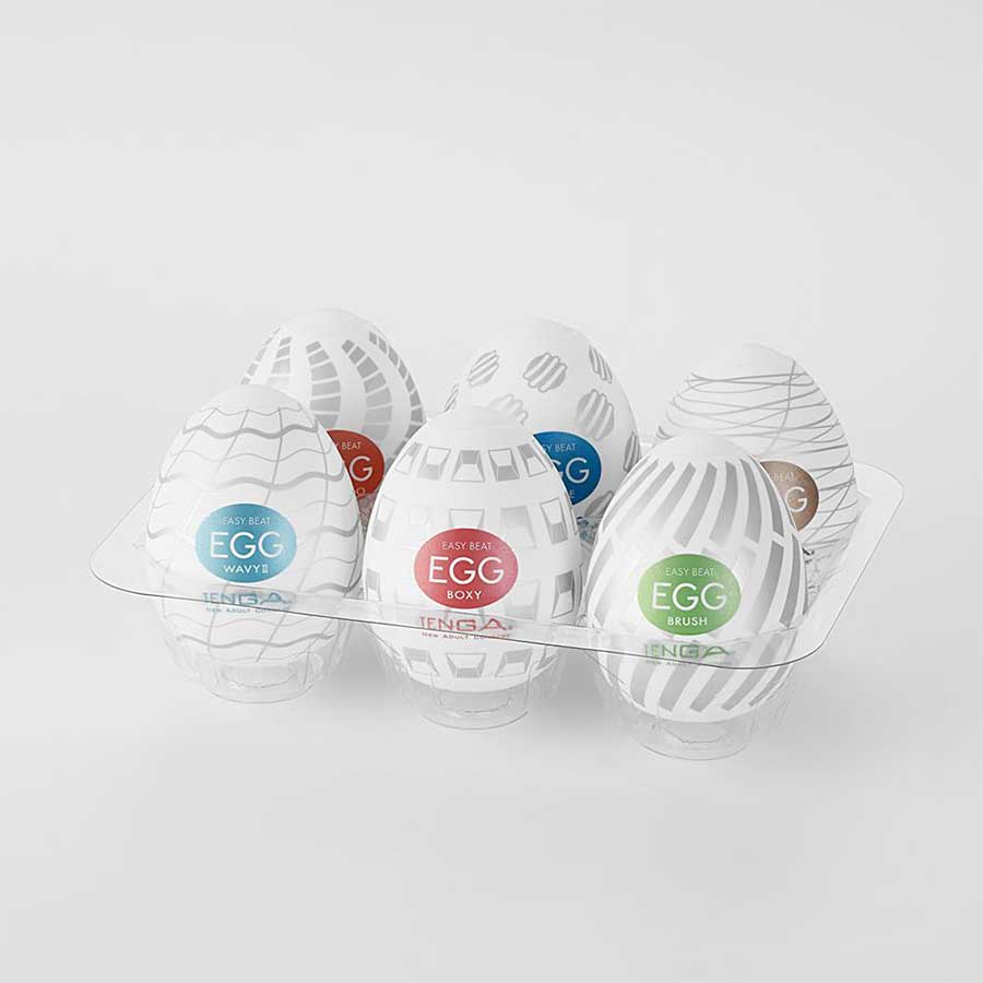Tenga New Standard Easy Beat Egg 6 Pack Masturbator Set | Disposable Stroker Sleeves Masturbators