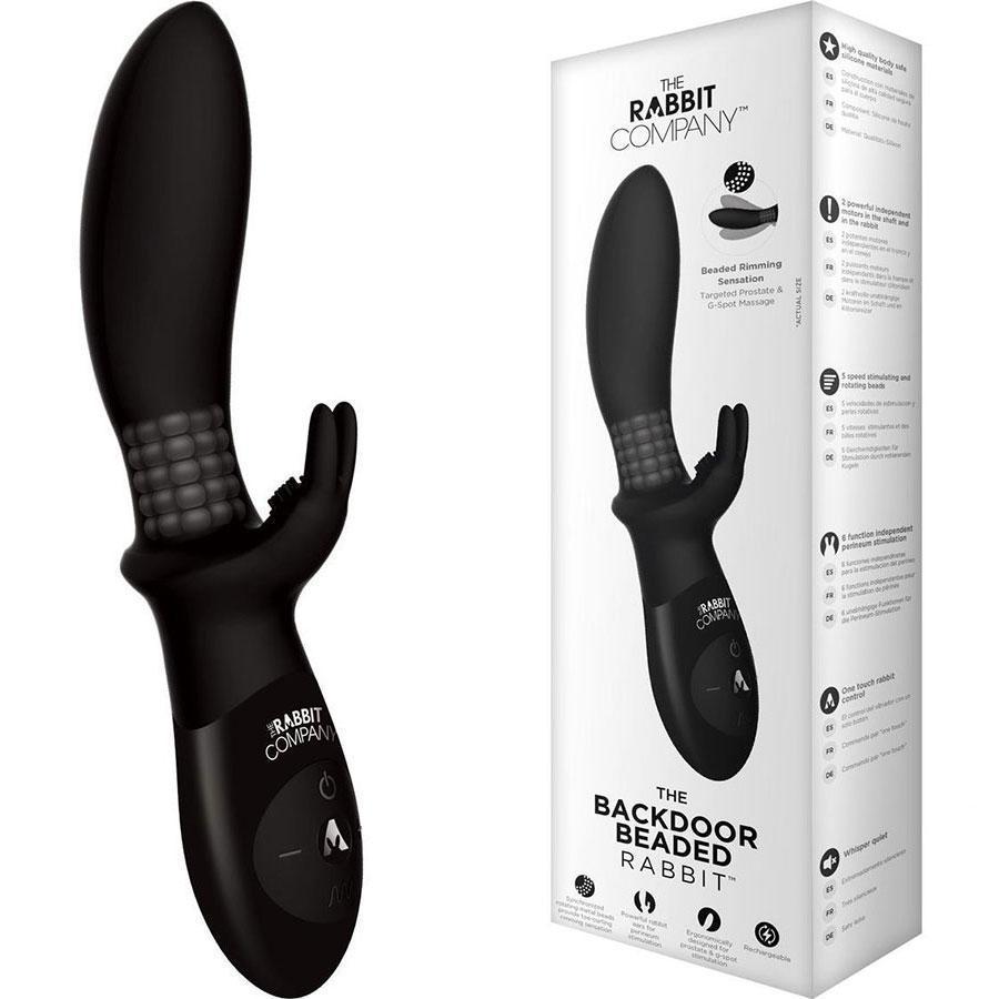 The Beaded Back Door Rabbit Prostate Massager & Anal Vibrator Black Prostate Massagers