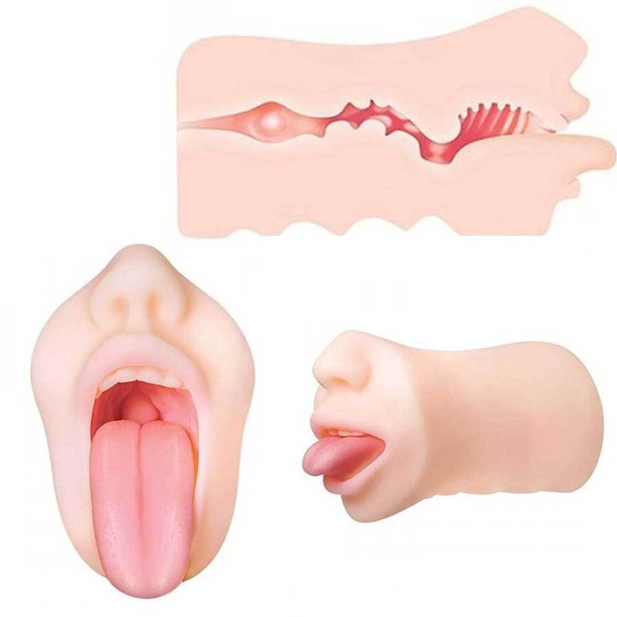 The Deep Throat Real Mouth Male Masturbator Sleeve by Healthy Vibes Masturbators