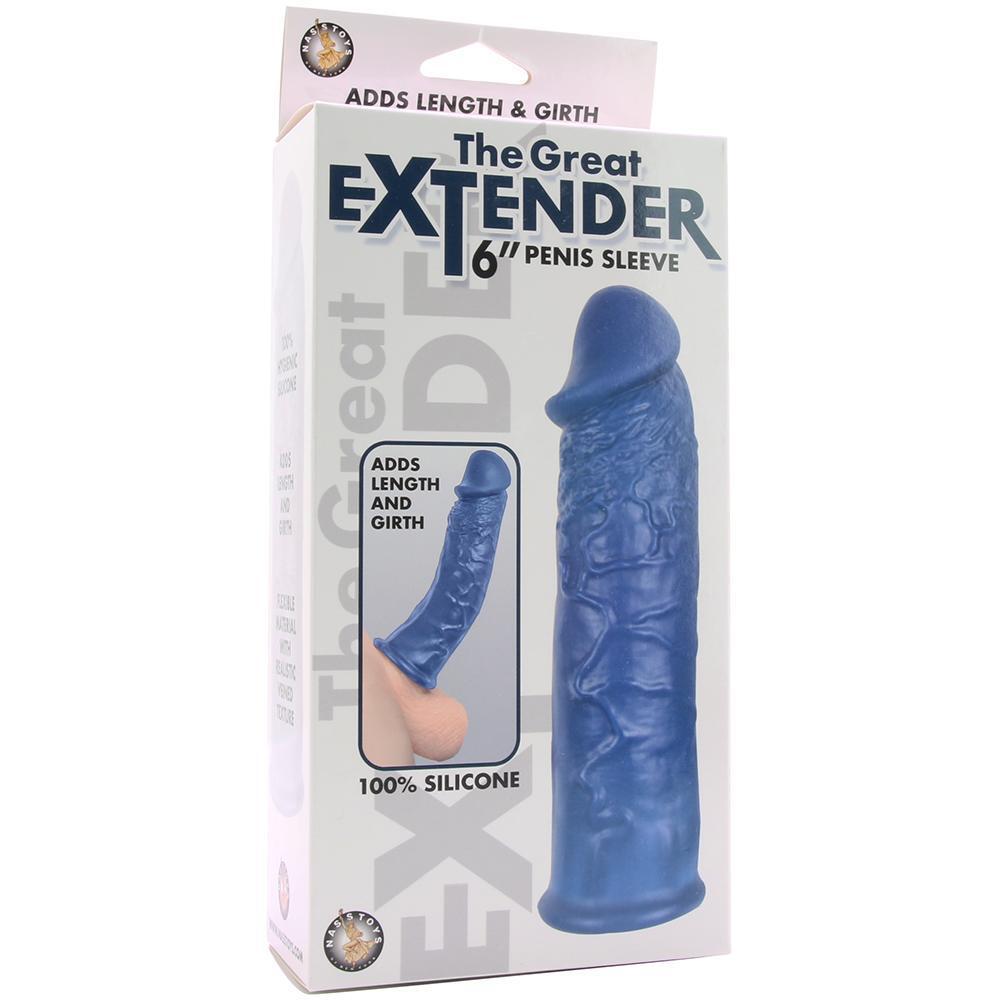 The Great Extender 6 Inch Blue Silicone Penis Sleeve for Men Cock Sheaths