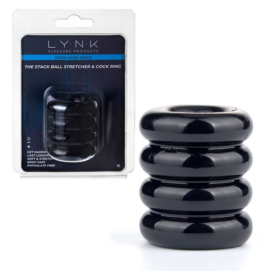The Stack 2 Inch Ball Stretcher &amp; Cock Ring in Black by Lynk Pleasure Cock Rings