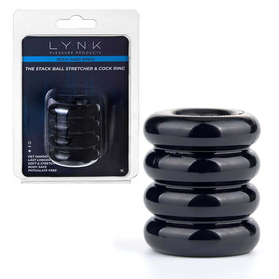 The Stack 2 Inch Ball Stretcher & Cock Ring in Black by Lynk Pleasure