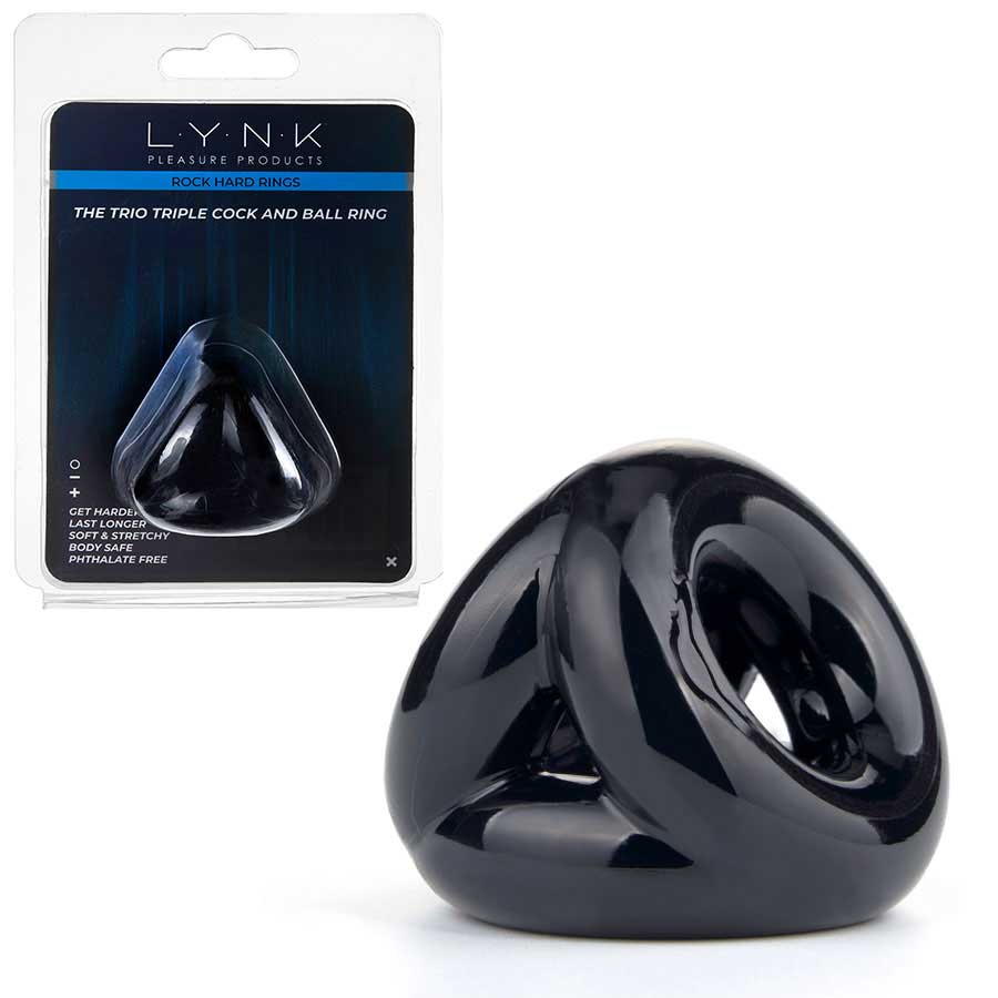 The Trio Cock Ring & Ball Stretcher Black by Lynk Pleasure Cock Rings