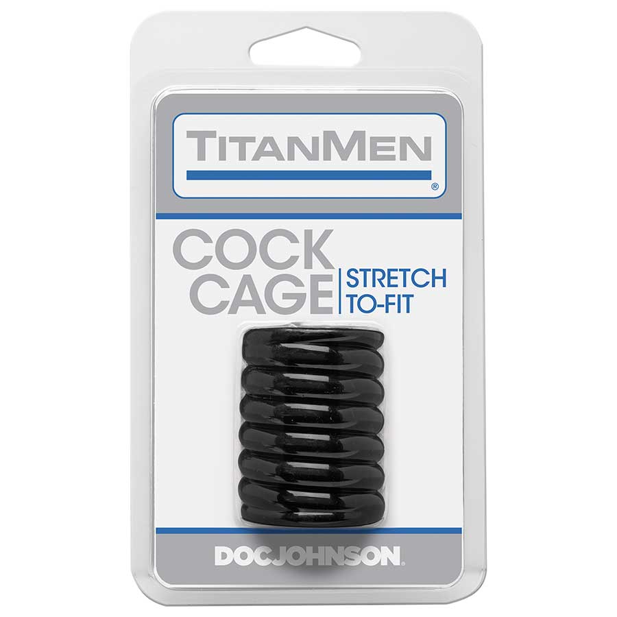 TitanMen Ribbed Stretch-To-Fit Cock Cage Girth Enhancer Cock Sheaths Black