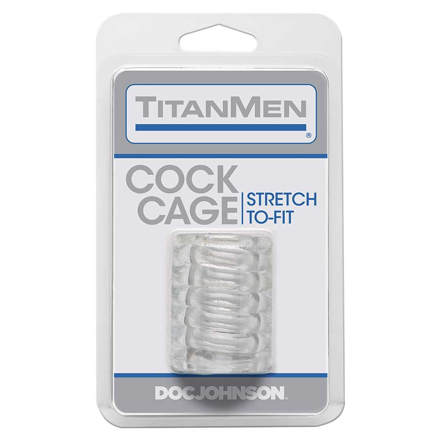 TitanMen Ribbed Stretch-To-Fit Cock Cage Girth Enhancer Cock Sheaths Clear