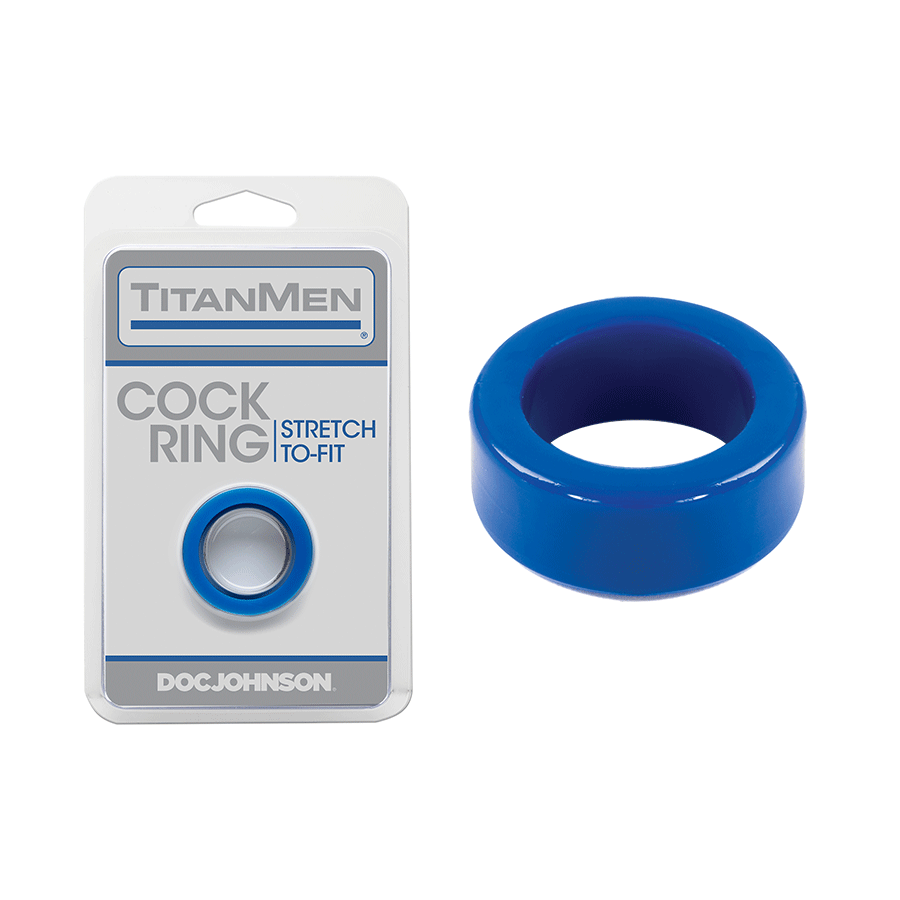 Titanmen Thick Stretch-to-Fit Cock Ring by Doc Johnson Cock Rings Blue