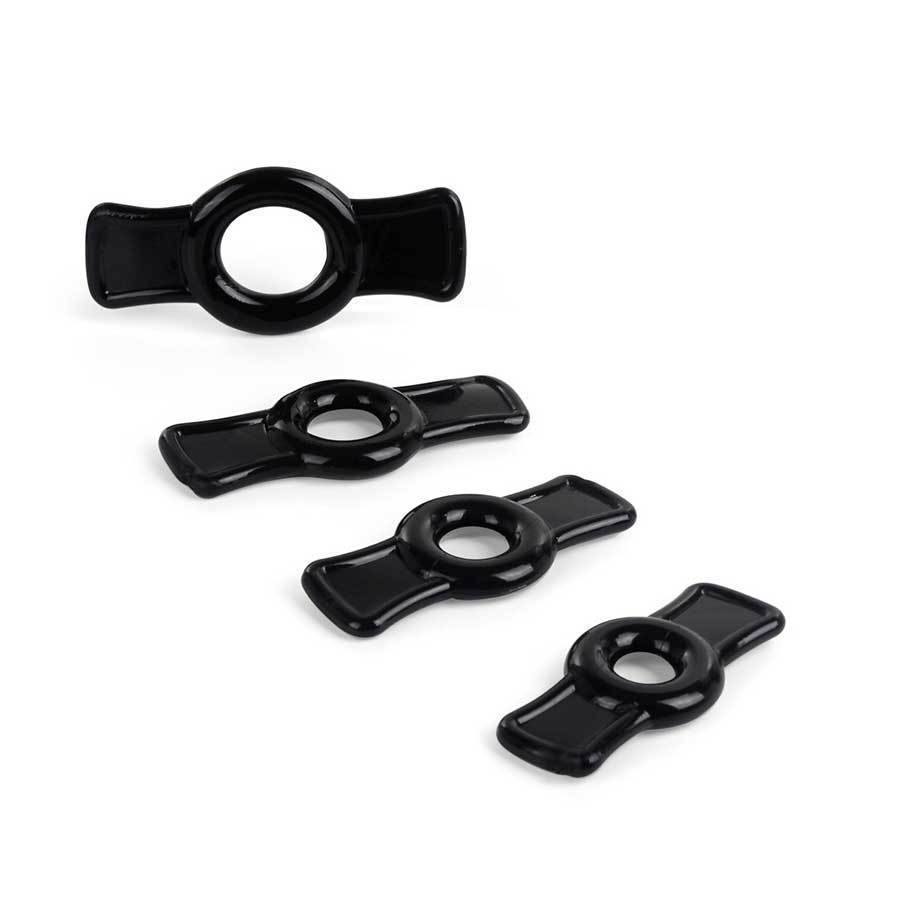 TitanMen Tools Soft and Stretch Cock Ring Set 4 Pack for Men Cock Rings Black