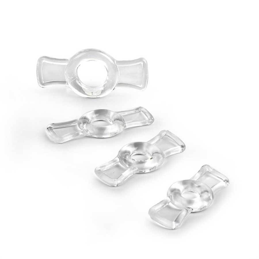 TitanMen Tools Soft and Stretch Cock Ring Set 4 Pack for Men Cock Rings Transparent/Clear