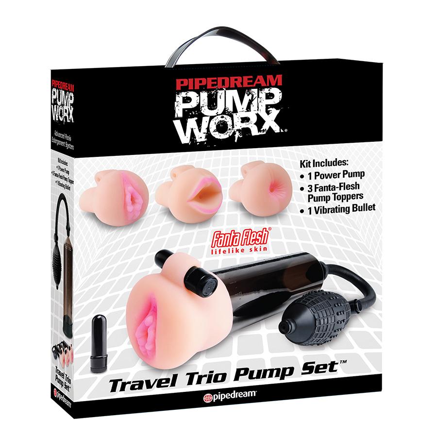 Travel Trio Vibrating Penis Pump and Male Masturbator Set by Pump Worx Travel Trio Vibrating Penis Pump and Male Masturbator Set by Pump Worx