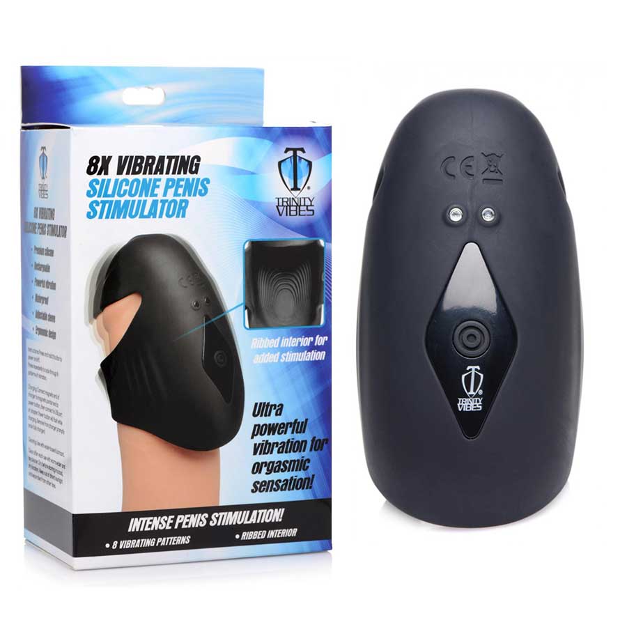 Trinity Vibes 8X Vibrating Silicone Rechargeable Penis Tip Vibrator Masturbators