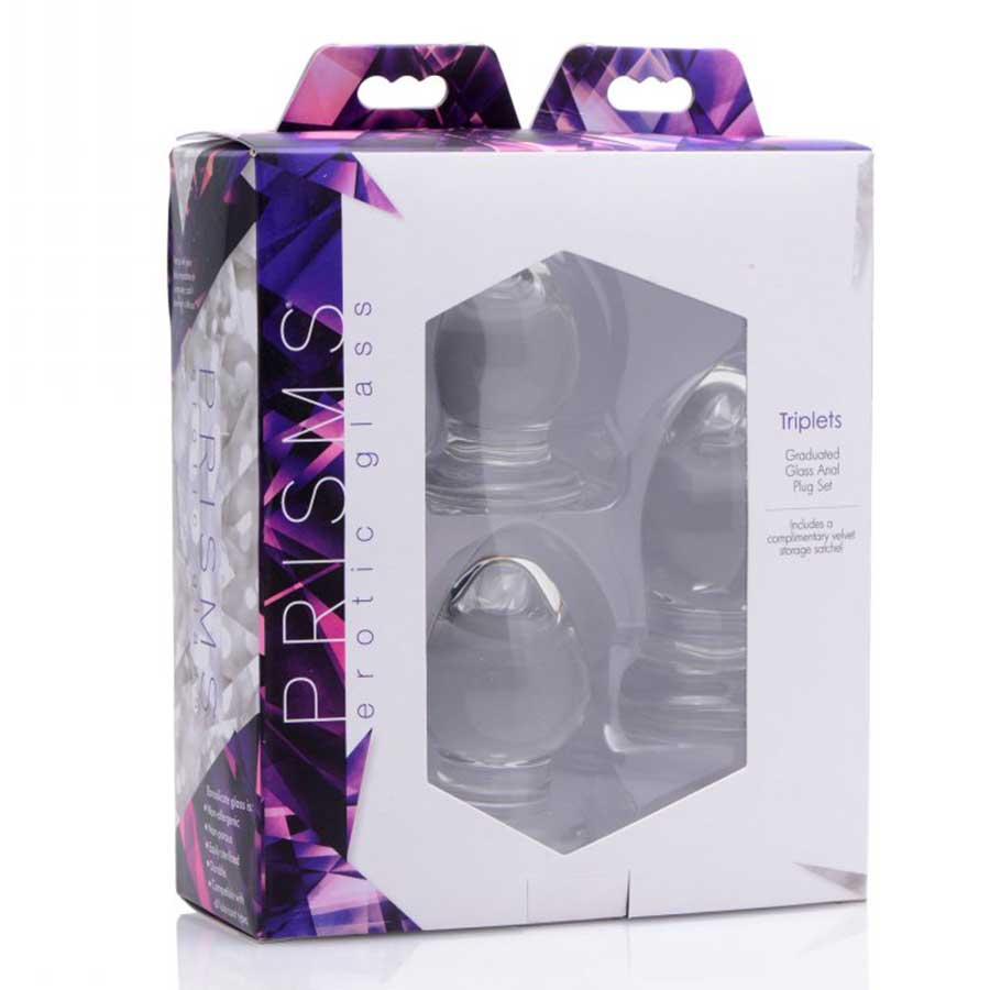 Triplets 3 Piece Glass Anal Plug Kit for Men by Trinity Vibes Triplets 3 Piece Glass Anal Plug Kit for Men by Trinity Vibes