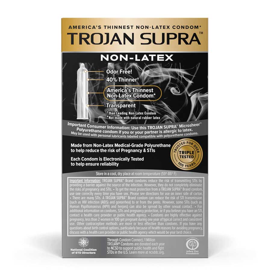 Trojan Supra Microsheer Non Latex Lubricated Condoms 6 Pack Trojan Supra Microsheer Non Latex Lubricated Condoms 6 Pack