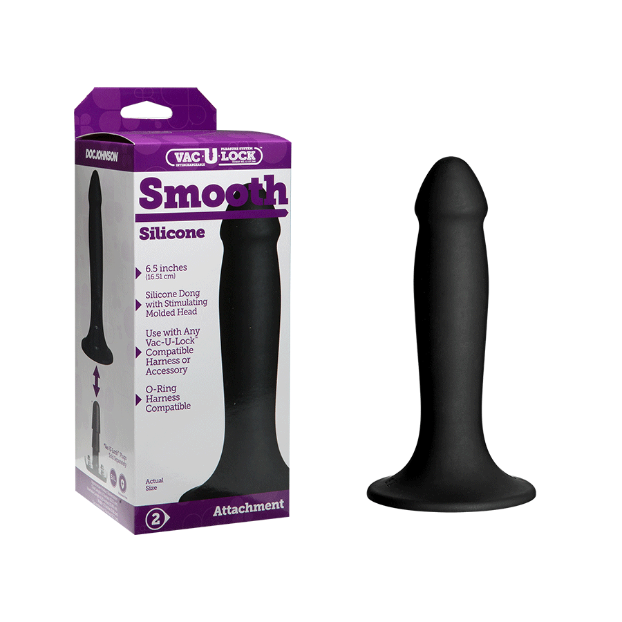 Vac-U-Lock 6.5 Inch Black Silicone Dildo by Doc Johnson Dildos