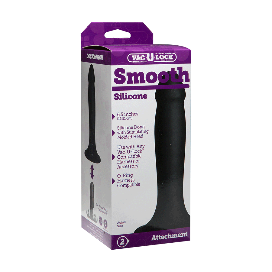 Vac-U-Lock 6.5 Inch Black Silicone Dildo by Doc Johnson Dildos