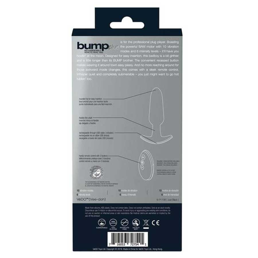 VeDO Bump Plus Rechargeable Vibrating Black Anal Plug