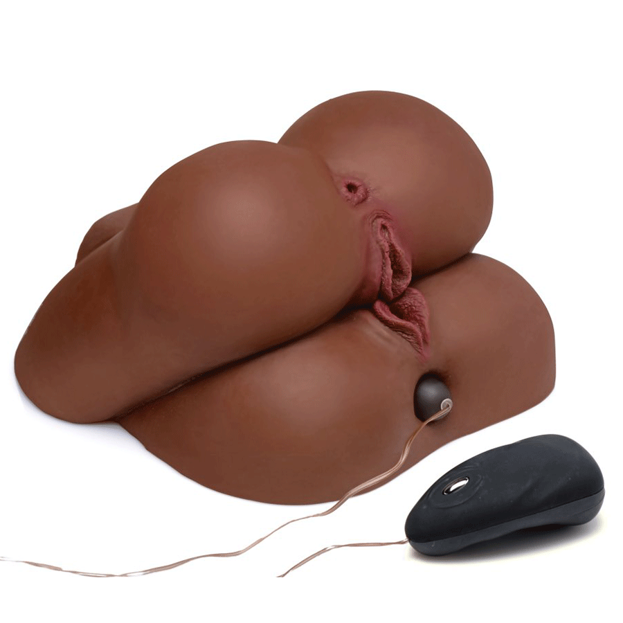 Vibrating Double Ass and Pussy Brown Masturbator Doll by Hookups Masturbators
