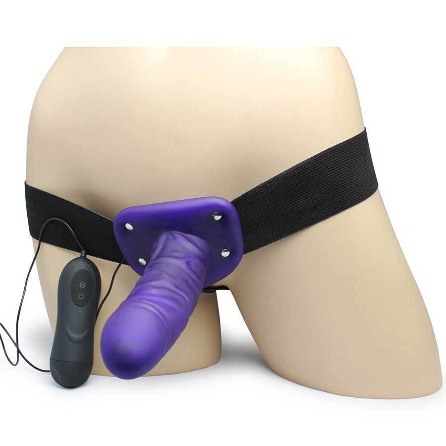 Vibrating Penis Extension Sleeve 7 Inch Hollow Purple Strap-On Cock Sheath Cock Sheaths