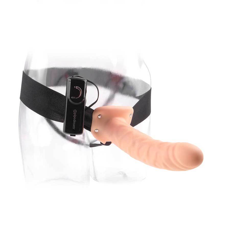 Vibrating Penis Extension Sleeve 8 Inch Hollow Tan Strap On Sheath Cock Sheaths