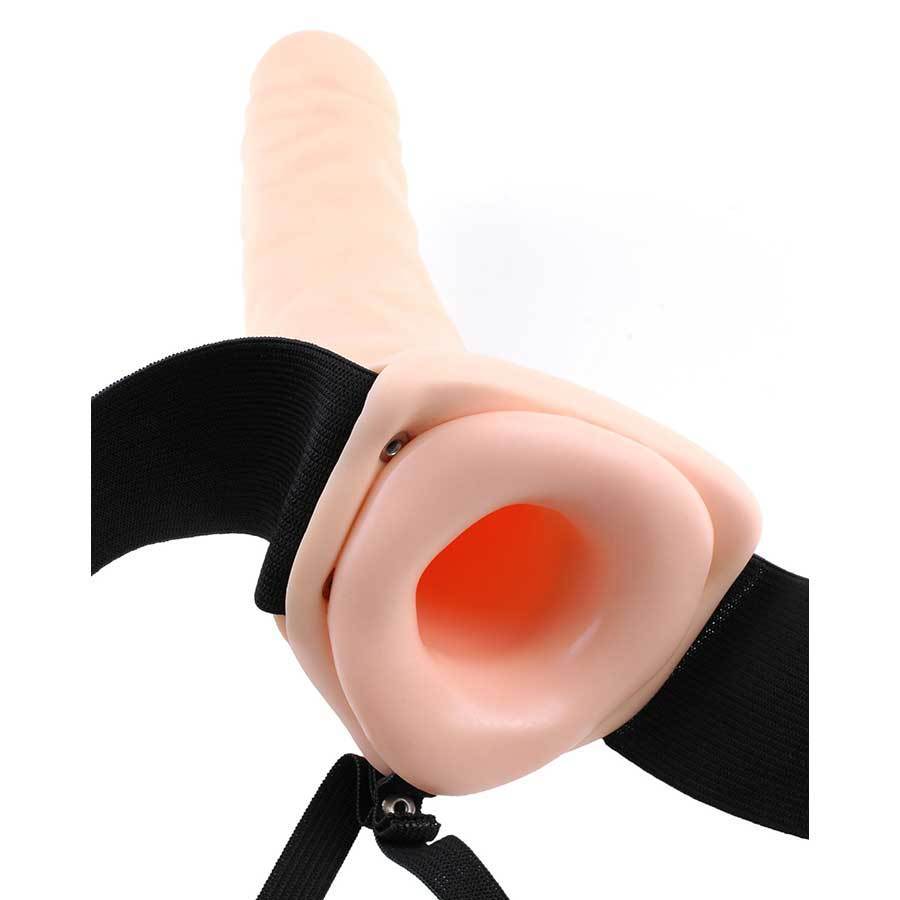 Vibrating Penis Extension Sleeve 8 Inch Hollow Tan Strap On Sheath Cock Sheaths