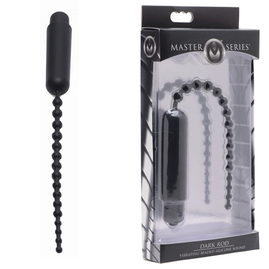 9.5 Inch Dark Rod Vibrating Beaded Silicone Urethral Sound for Men