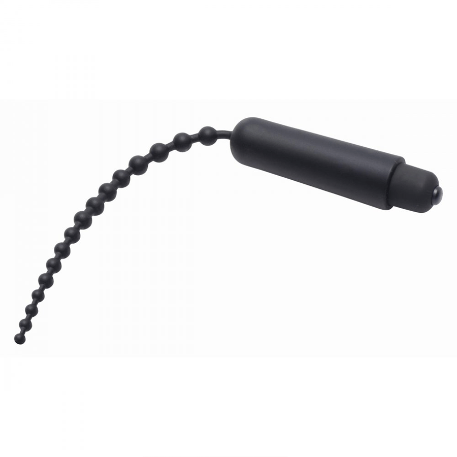 9.5 Inch Dark Rod Vibrating Beaded Silicone Urethral Sound for Men
