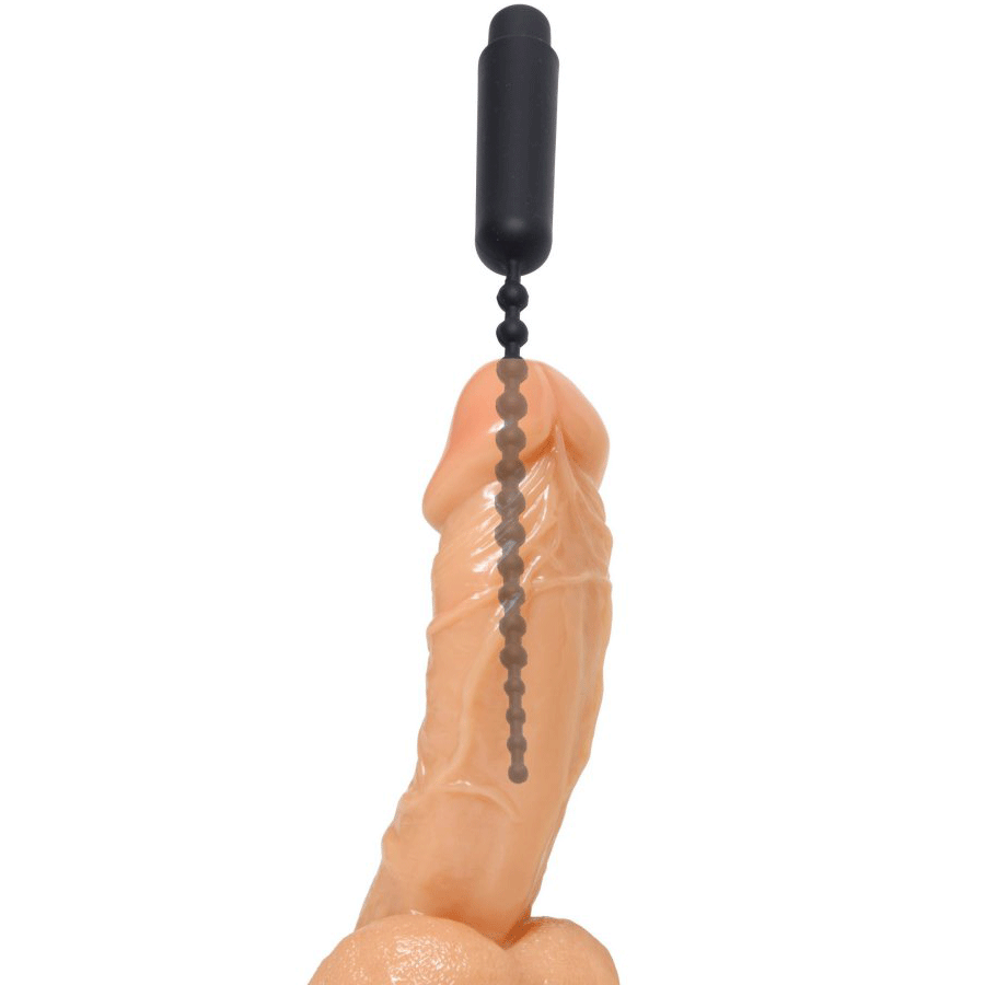 9.5 Inch Dark Rod Vibrating Beaded Silicone Urethral Sound for Men