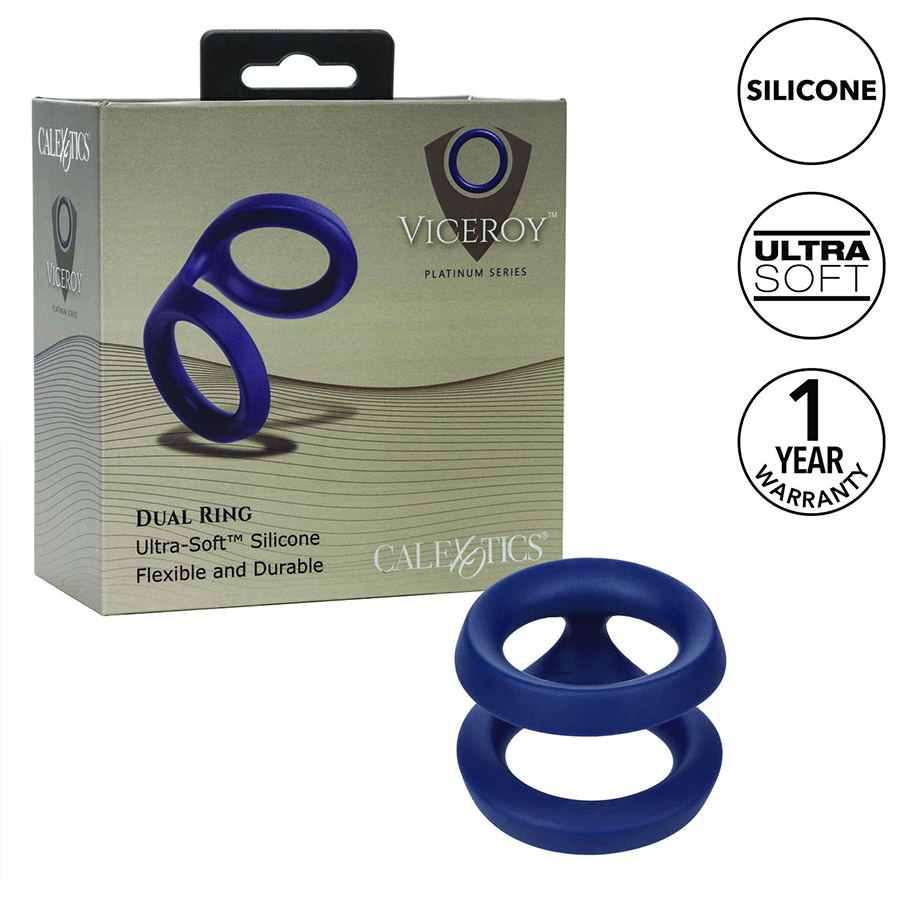Viceroy Dual Ring Blue Silicone Cock Ring by Cal Exotics Cock Rings