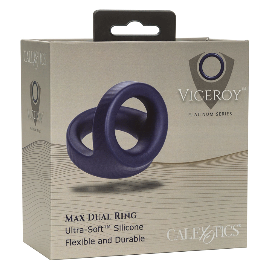 Viceroy Max Dual Ring Blue Silicone Cock and Ball Ring by Cal Exotics Cock Rings