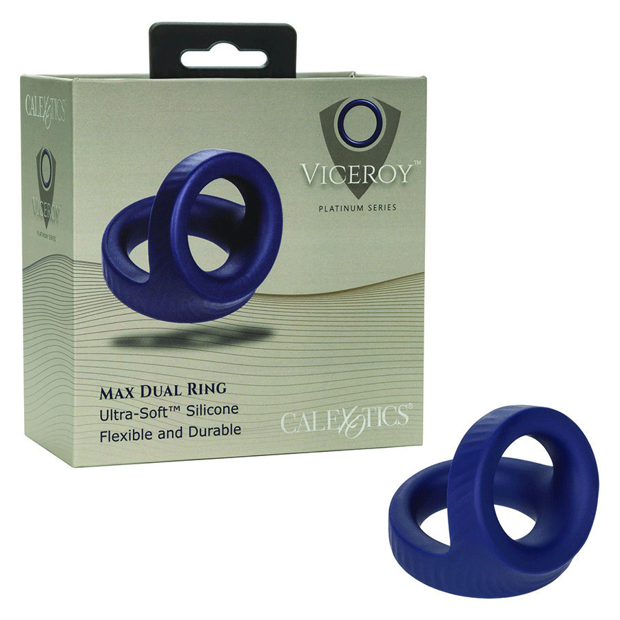 Viceroy Max Dual Ring Blue Silicone Cock and Ball Ring by Cal Exotics Cock Rings