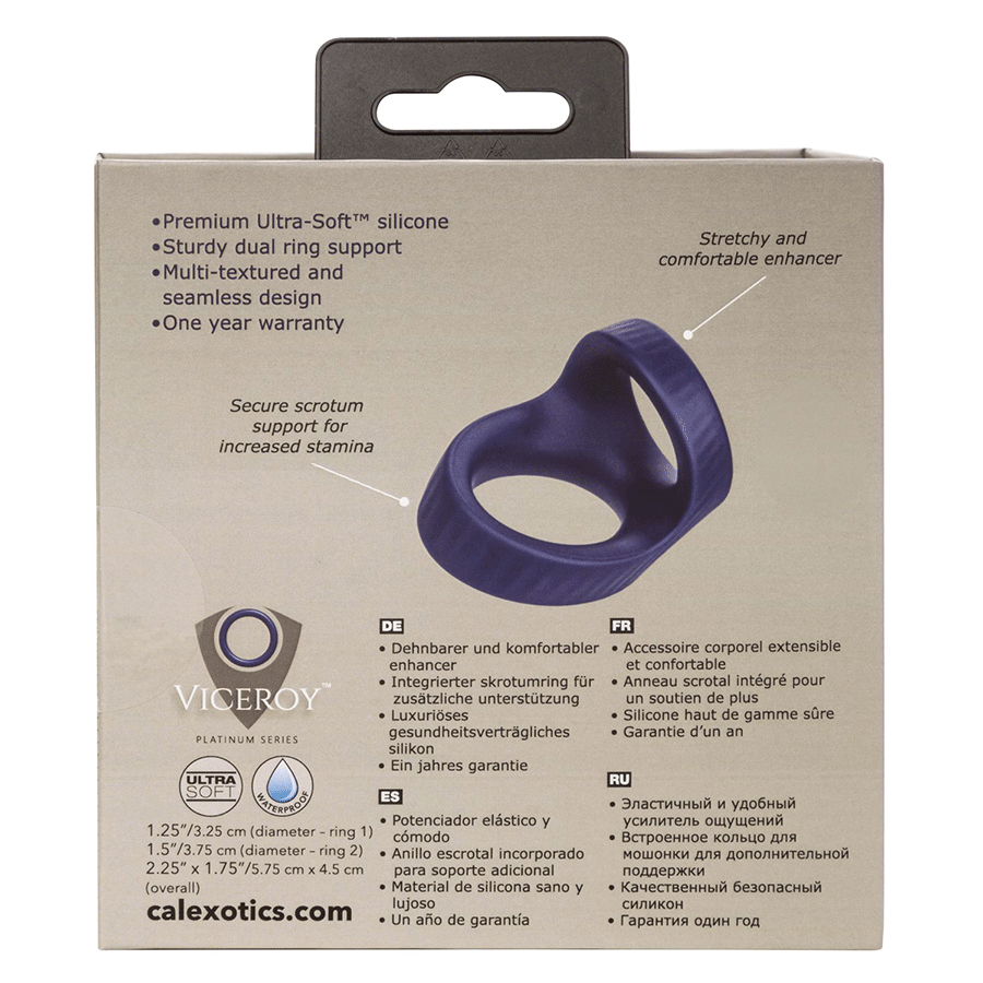 Viceroy Max Dual Ring Blue Silicone Cock and Ball Ring by Cal Exotics Cock Rings