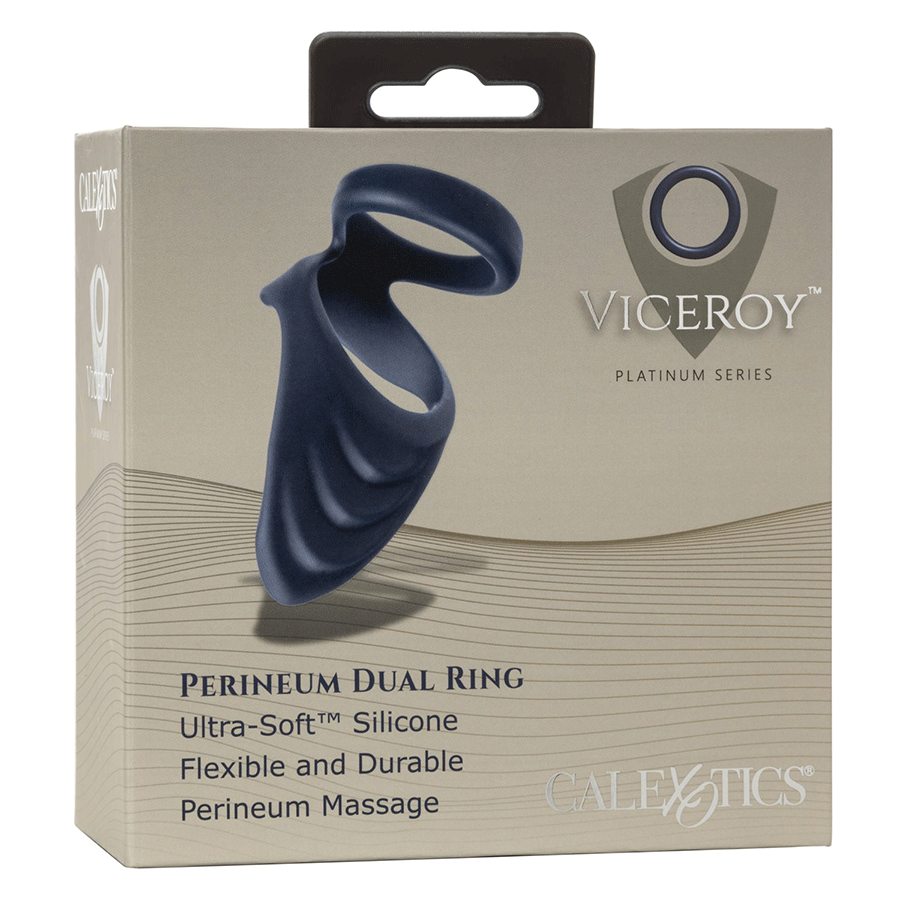 Viceroy Perineum Dual Ring Blue Silicone Cock Ring by Cal Exotics Cock Rings