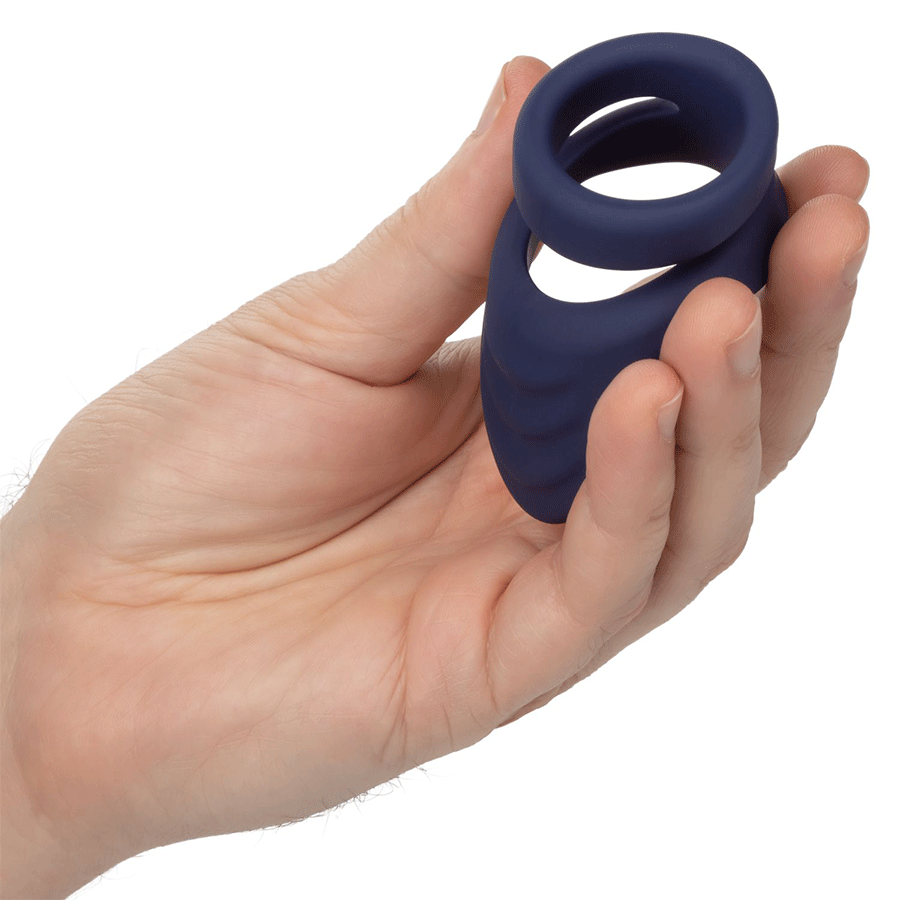 Viceroy Perineum Dual Ring Blue Silicone Cock Ring by Cal Exotics Cock Rings